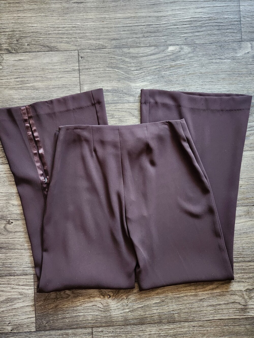 Cache Y2K Low Waist Brown Wide Leg Front Slit Trouser Pants Size 6 - Picture 8 of 8